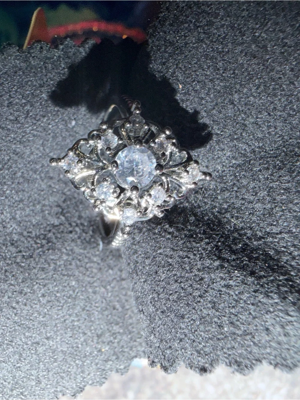 Sterling Silver White Halo Floral Ring - Elegant Women's Jewelry